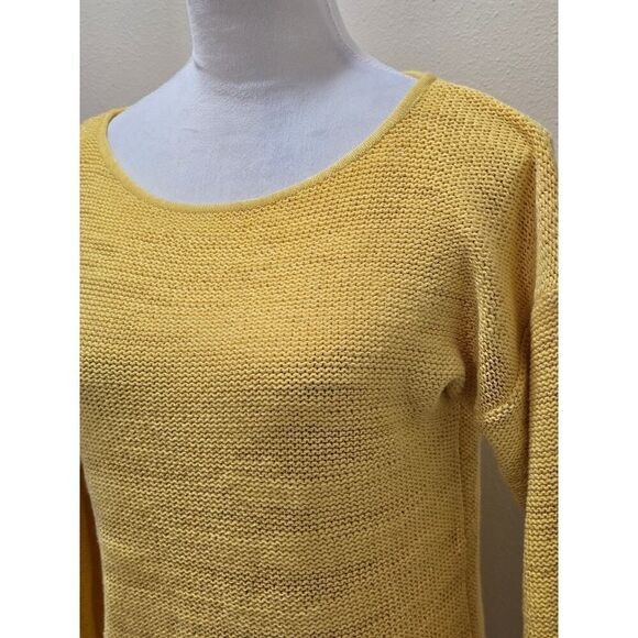 Tommy Bahama Butter Yellow Knit Sweater Women’s M Lightweight Cotton Coastal - Picture 2 of 7